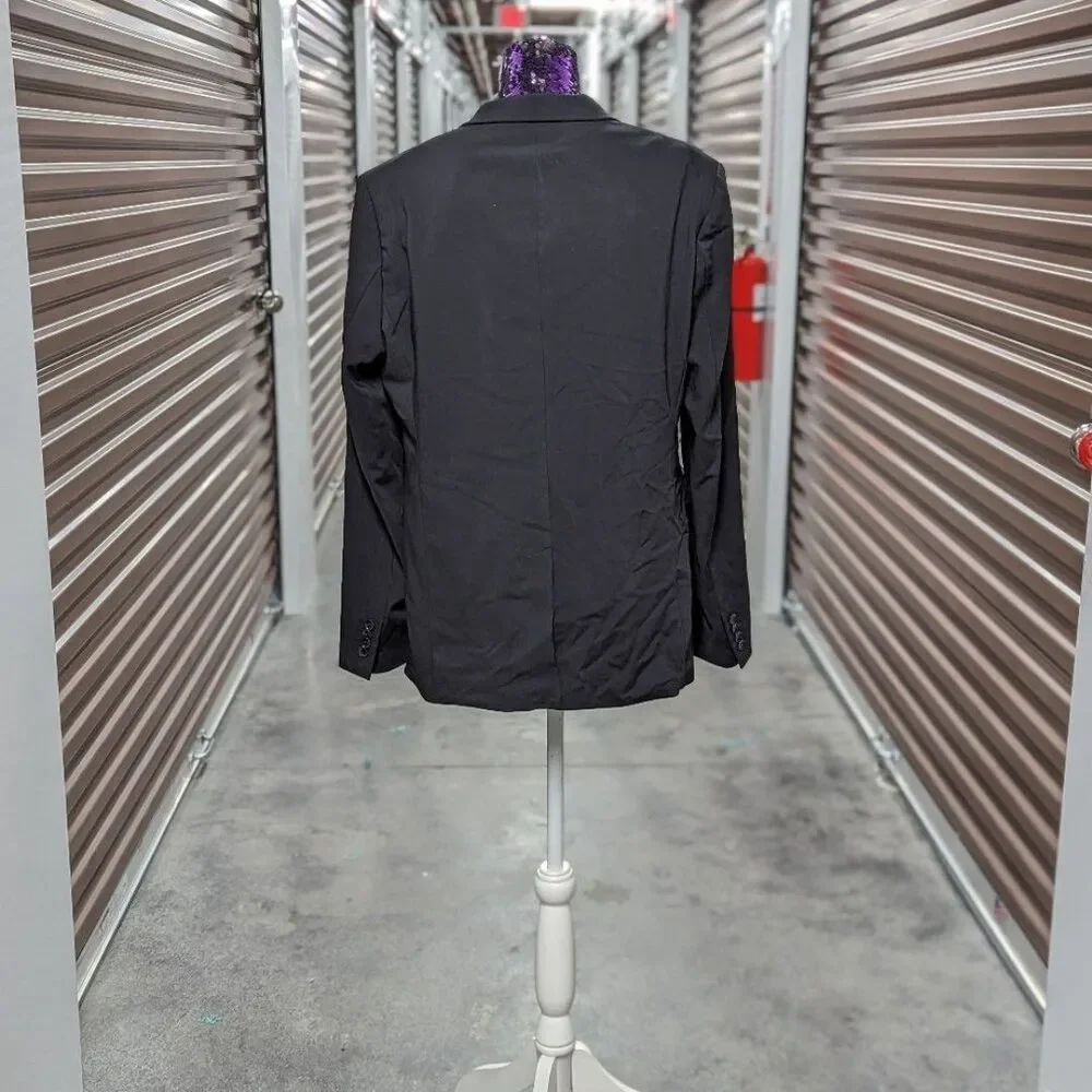Zara Men's Size 44 Black Double Breasted Blazer‎ Sports Coat Suit Jacket